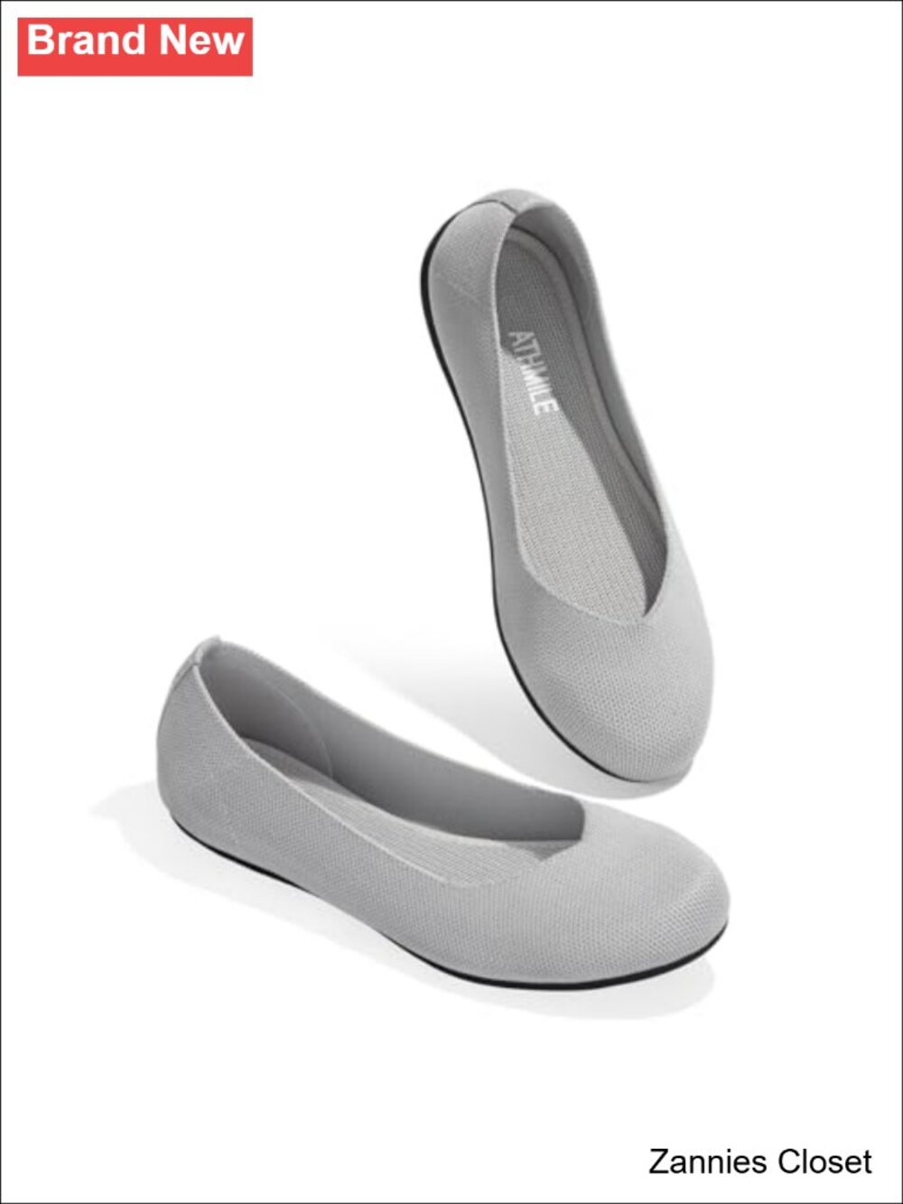 ✨ATHMILE Women's Flat Ballet Shoes Knit Round Toe Flats